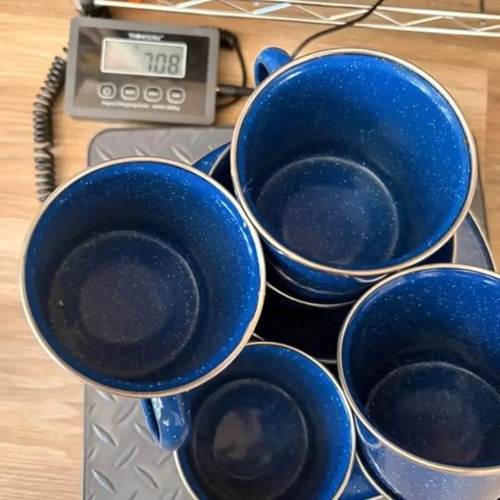 Blue Enamelware Camping Dish 7 piece Set